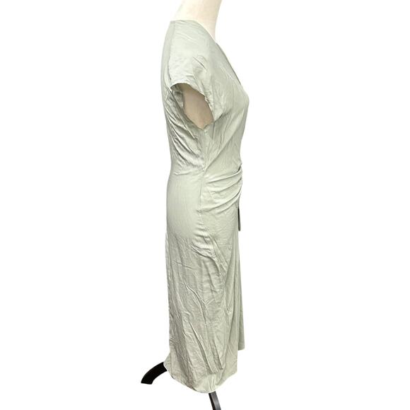 Effortless Chic Sage Maxi Dress r//c‎ Tie Front Minimalist Capsule Size S - Picture 3 of 9